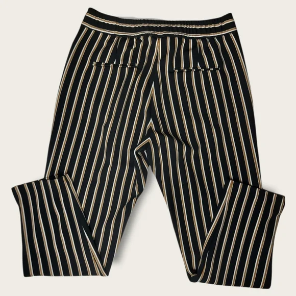 Dynamite, Classic Striped Black White Beige Tie Waist Pant Size Medium - Picture 2 of 7